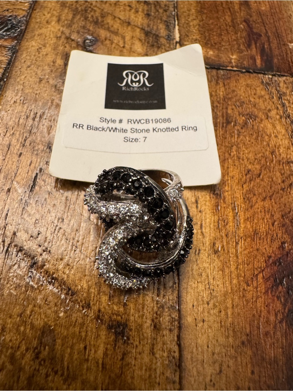 Rich Rocks Black and White Knotted Stone Ring